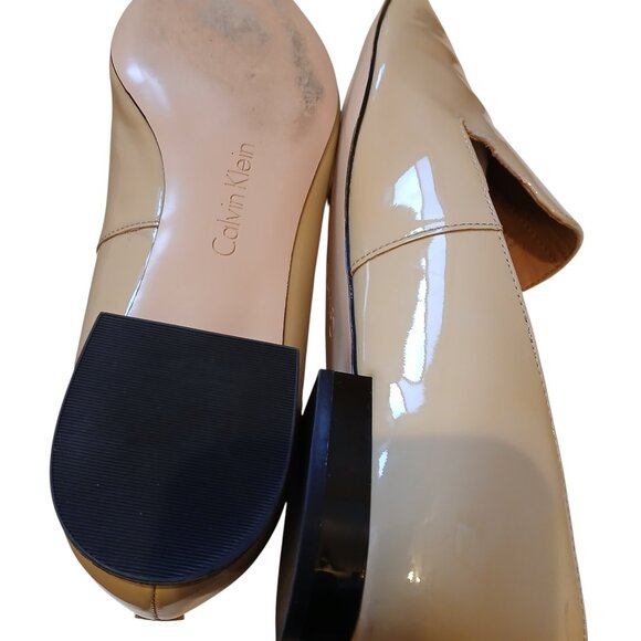 CALVIN KLEIN TAN PATENT LEATHER LOAFERS 8M - Picture 8 of 9